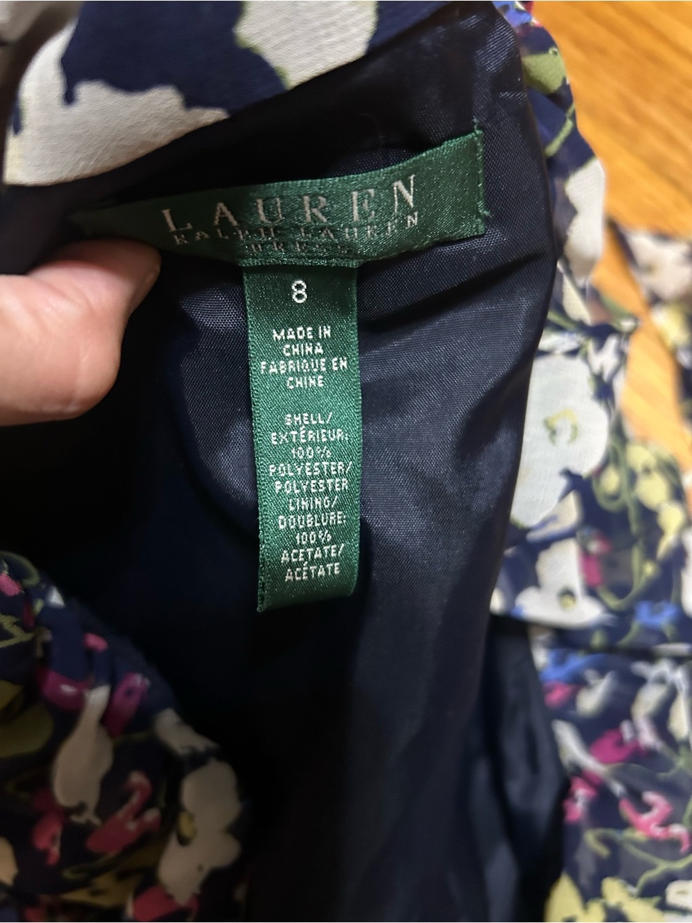Ralph Lauren Navy Chiffon Floral Wrap Dress Women's 8 - Picture 6 of 8